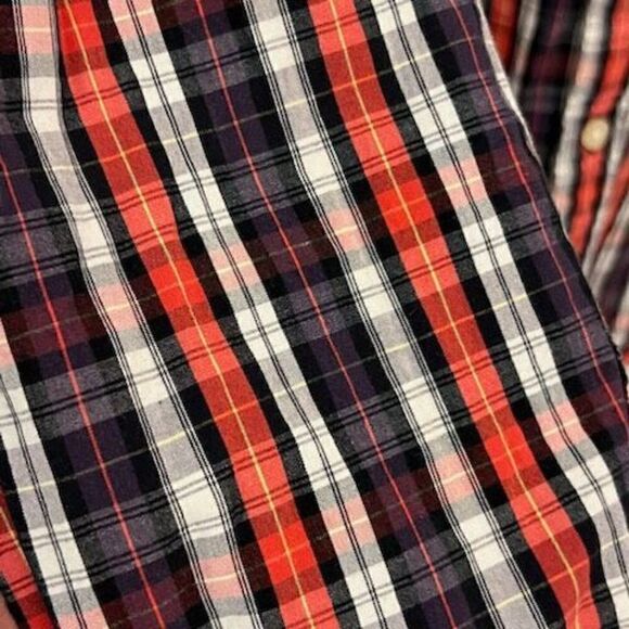 J. Crew Brown and Orange Plaid Long Sleeve Casual Button Up. Size XL - Picture 4 of 4